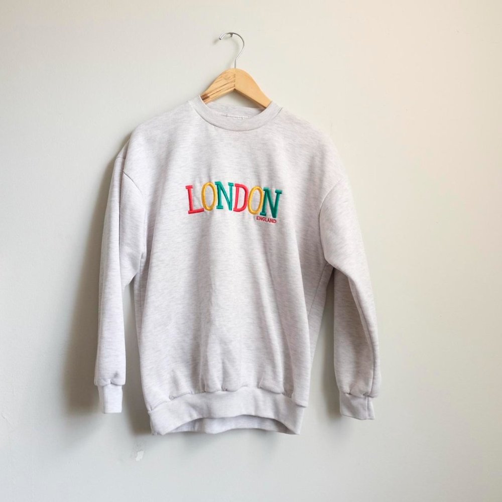 London England embroidered crewneck